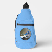 Blue Jay in Winter Snow Painting Original Bird Art