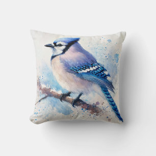 Blue Jay On Branch Art Cushion