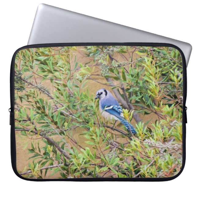 Blue Jay on Southern Wax Myrtle Laptop Sleeve (Front)