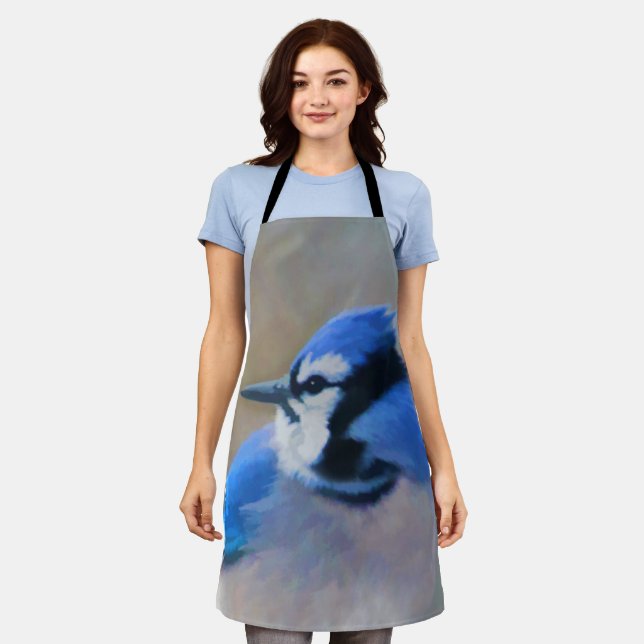 Blue Jay Painting - Original Bird Art Apron (Worn)