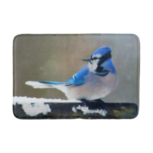 Blue Jay Painting - Original Bird Art Bath Mat