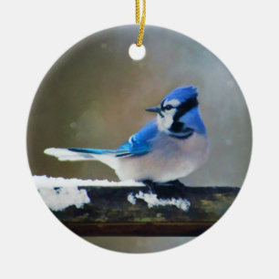 Blue Jay Painting - Original Bird Art Ceramic Ornament