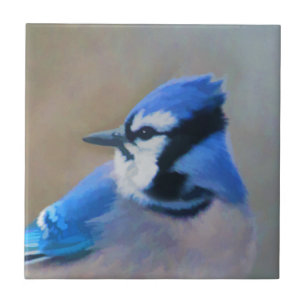 Blue Jay Painting - Original Bird Art Ceramic Tile