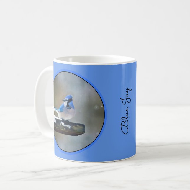 Blue Jay Painting - Original Bird Art Coffee Mug (Front Left)