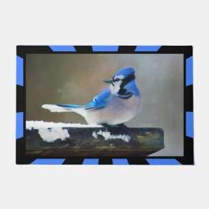 Blue Jay Painting - Original Bird Art Doormat
