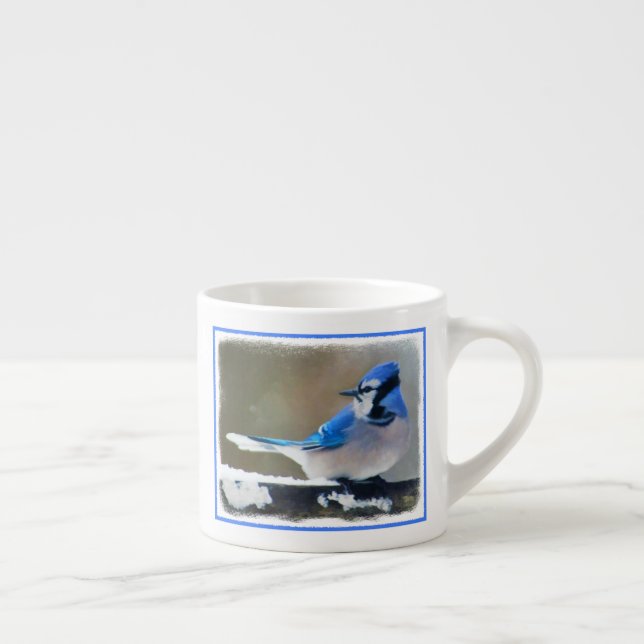 Blue Jay Painting - Original Bird Art Espresso Cup (Right)