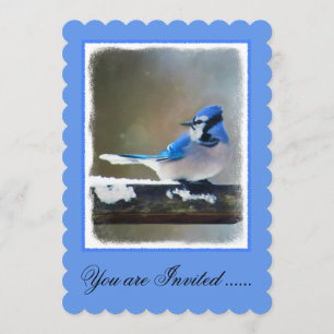 Blue Jay Painting - Original Bird Art Invitation
