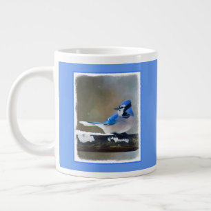 Blue Jay Painting - Original Bird Art Large Coffee Mug