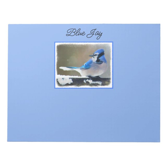 Blue Jay Painting - Original Bird Art Notepad (Front)
