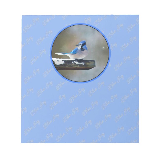 Blue Jay Painting - Original Bird Art Notepad (Front)