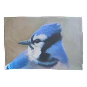 Blue Jay Painting - Original Bird Art Pillowcase