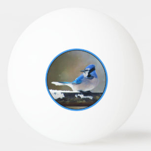 Blue Jay Painting - Original Bird Art Ping Pong Ball
