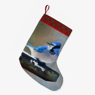 Blue Jay Painting - Original Bird Art Small Christmas Stocking