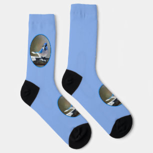 Blue Jay Painting - Original Bird Art Socks