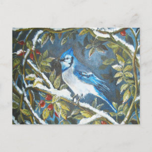 Blue jay painting postcard