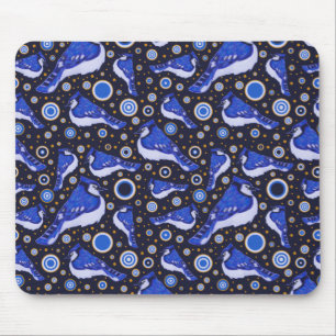Blue Jay Pattern Mouse Pad