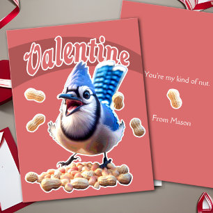 Blue Jay Peanuts Funny Crazy Kids School Valentine Holiday Postcard
