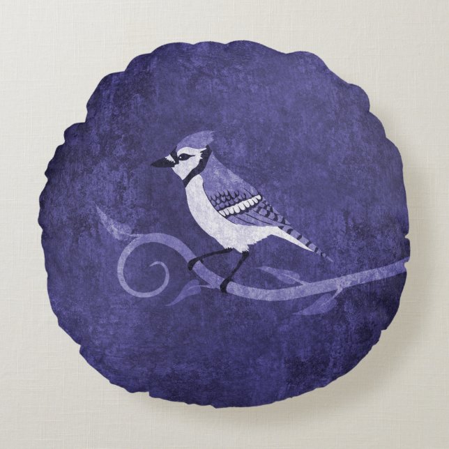 Blue Jay Round Pillow (Front)