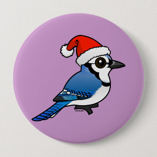 Blue Jay Santa 10 Cm Round Badge