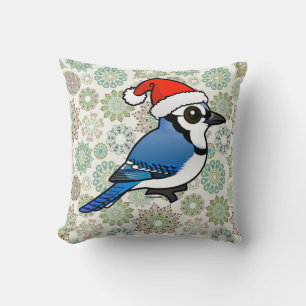 Blue Jay Santa Cushion