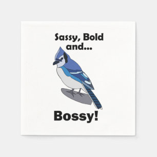 Blue Jay Sassy Bold Bossy Bird Birthday Party Napkin