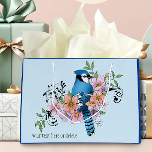 Blue Jay Spring Flowers Large Gift Bag