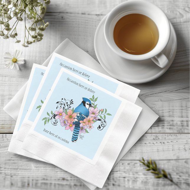 Blue Jay Spring Flowers Napkin (Creator Uploaded)