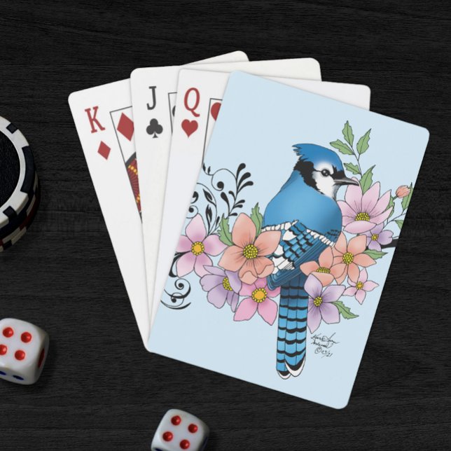 Blue Jay Spring Flowers Playing Cards (Creator Uploaded)