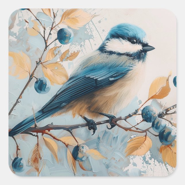 Blue Jay Watercolor Art Square Sticker (Front)