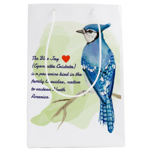 Blue jay watercolor painting medium gift bag