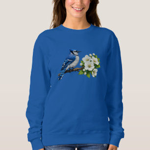 Blue Jay with White Blossoms Sweatshirt
