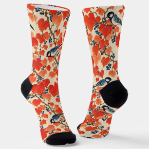 Blue Jays and Autumn Grape Vines Socks