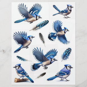 Blue Jays and Feathers Fussy Cuts