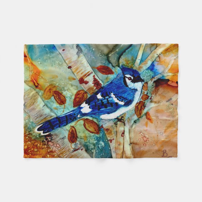 Blue Jays In the Trees Fleece Blanket (Front (Horizontal))