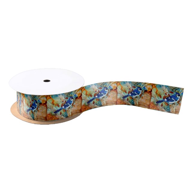 Blue Jays In the Trees Satin Ribbon (Spool)