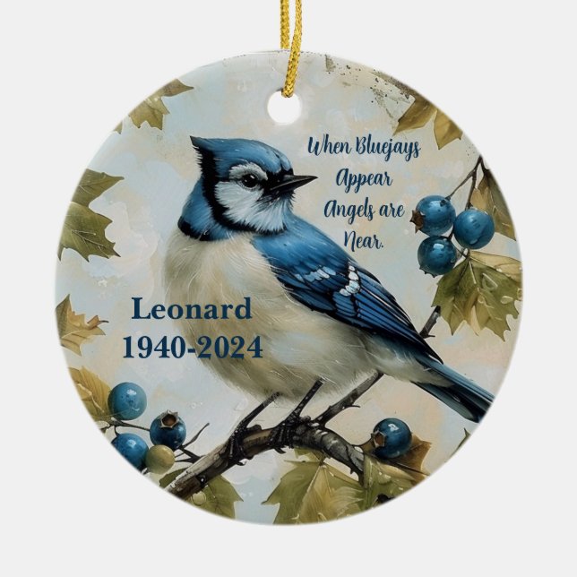 Blue jays Personalised Memorial Ornament (Front)