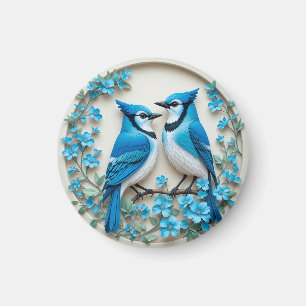 Blue Jays Resting on Branch Morning Light Scene ✨ Magnet
