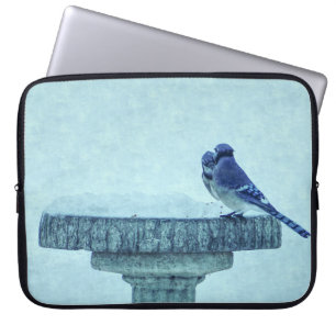 Blue Jays Winter Feeding Painterly Laptop Sleeve