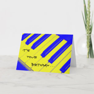 Blue Jazzy Keyboard Birthday Card
