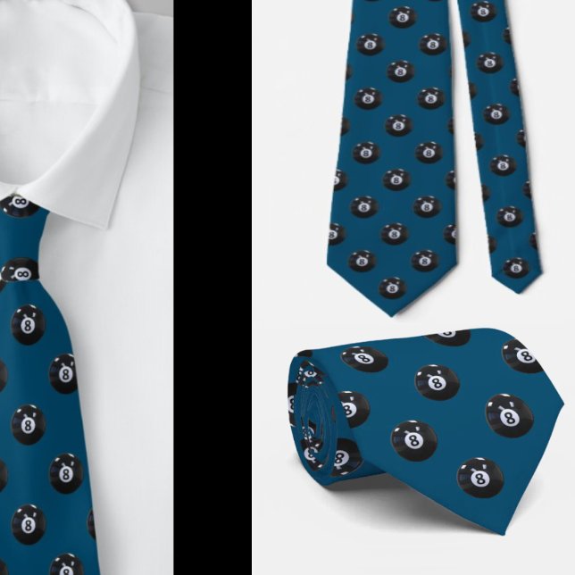 Blue Jean 8 Ball Billiards Pool Player Cool Tie (Creator Uploaded)