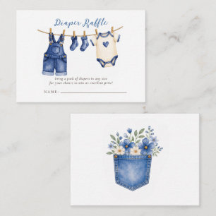 Blue Jean Baby Boy Baby Shower Diaper Raffle Enclosure Card