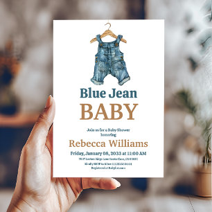 Blue Jean Baby Boy Denim Baby Shower Invitation