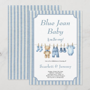 "Blue Jean Baby" clothesline Baby Shower Party Invitation