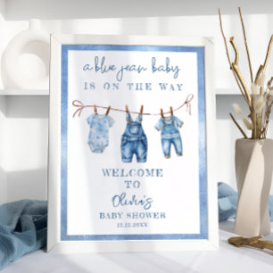 Blue Jean Baby Denim Baby Boy Shower Welcome Poster