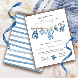 Blue Jean Baby Denim Baby Shower Clothesline Invitation