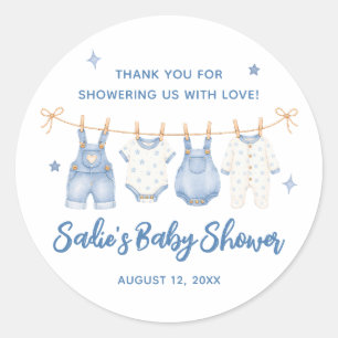 Blue Jean Baby Denim Baby Shower Favour Classic Round Sticker