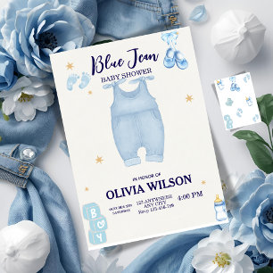 Blue jean baby denim baby shower invitation