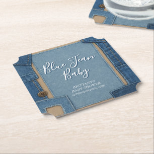 Blue Jean Baby Denim Baby Shower Paper Coaster