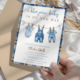 Blue Jean Baby Denim Boy Baby Shower Invitation