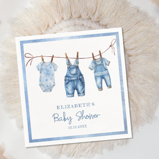 Blue Jean Baby Denim Boy Baby Shower Napkin (Creator Uploaded)